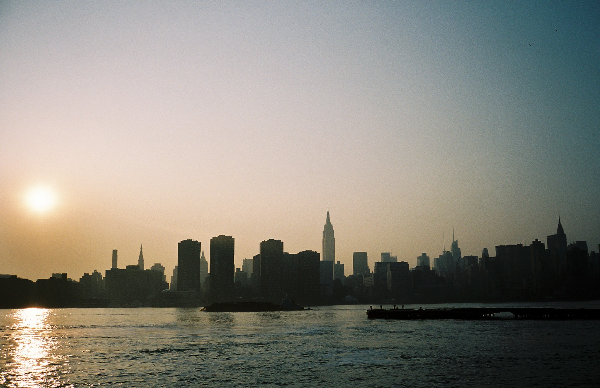 New York skyline at sunset